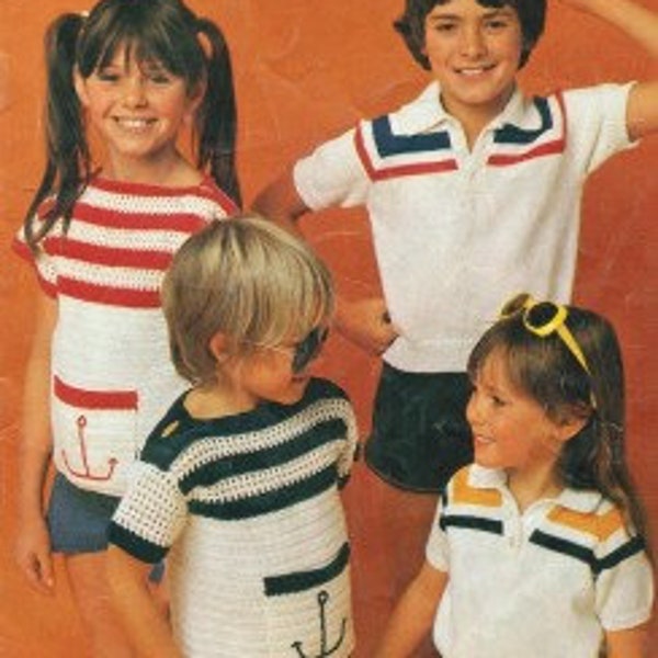 Retro Crochet Pattern – Kids Nautical-style Crochet Summer Cotton Top