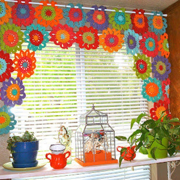 Crochet Flower Curtain Motif Pattern