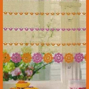 Pattern Openwork Curtain For Kitchen Crochet. Any Size.