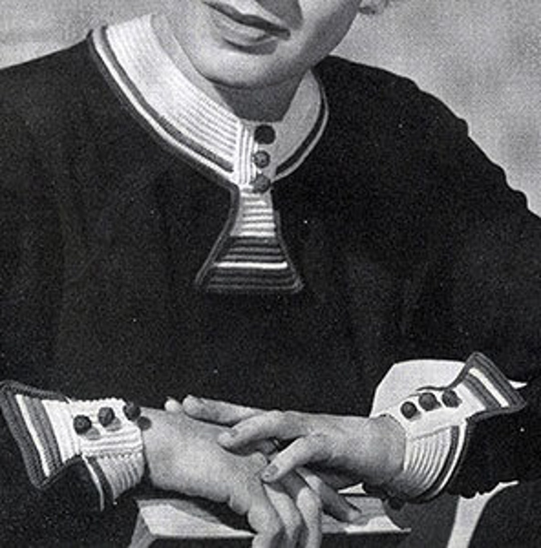 Vintage Women's Crochet Peasant Collar and Cuffs Pattern. Size One. Etsy