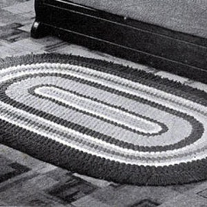 Vintage Pattern Crocheted Oval Rug.