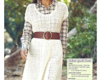 Crochet Women's Lace Dress Pattern. Size XS-2XL.