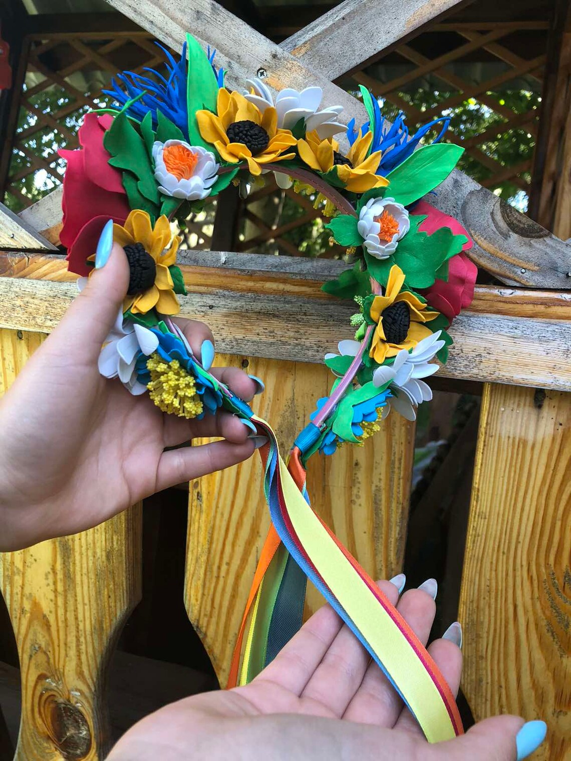 Wreath on the head of flowers Ukrainian style Diadem of Etsy