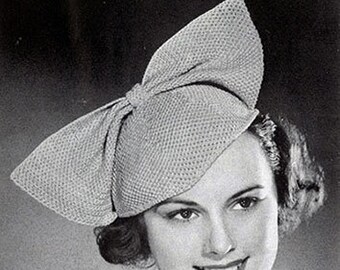 Vintage Crochet Womens Bow Hat Pattern.