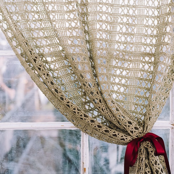 Pattern Crochet Lace Curtain Boho. Any Size.