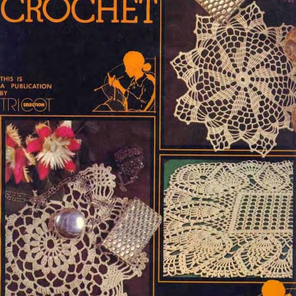 PDF Old Magazine Crochet Patterns 1980s. 53 color pages of napkins, blankets, home decor and more with diagrams and detailed descriptions.