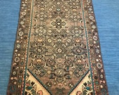3.2x7.1 Handmade 100 Wool 1930 Vegetable Dyed Antique Lilihan Mallayer Sarouk Serapi Heriz Rug