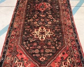 4 39 x 9 39 7 quot Feet Handmade Hand-knotted 100 Wool Traditional Vintage Antique Oriental 1930s Lilihan Mallayer Sarouk Serapi Area Rug Carpet 71
