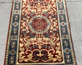 3 39 x 5 39 Feet Handmade 100 Wool Hand-knotted Tree Of life Qoom Quum Ghoom Hunting Design Vintage Vegetable Dye Area Rug Carpet 50