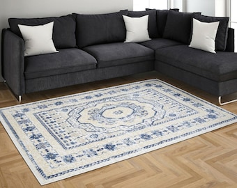 Ivory And Blue Rug, Blue And Ivory Rug