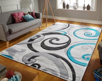 BlessLiving Abstract Area Rug Soft 3D Green Turquoise Teal and Yellow Floor Mat Modern Wave Reversible Large Carpet for Bedroom Kitchen Living Room 4' x 6' BlessLiving Abstract Area Rug Soft 3D Green Turquoise Teal and Yellow Floor Mat Modern Wave Reversible Large Carpet for Bedroom Kitchen Living Room 4' x 6'