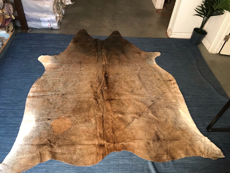 Dark Brown Real Natural Large Cowhide Leather Rug 6/' x 7/' Feet
