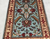 3 39 x 5 39 Feet Handmade 100 Wool Hand-knotted Blue Floral Traditional Vintage Viss Kazaki Bakhshayesh Heriz Serapi Vegetable Dye Area Rug 53