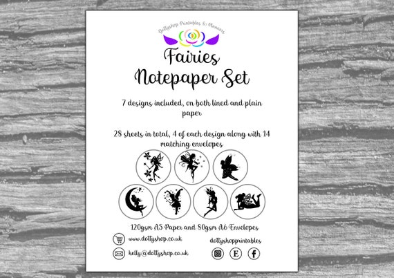 Schatten Feen Briefpapier Set 4 Seiten Jeder Von 7 Designs Etsy