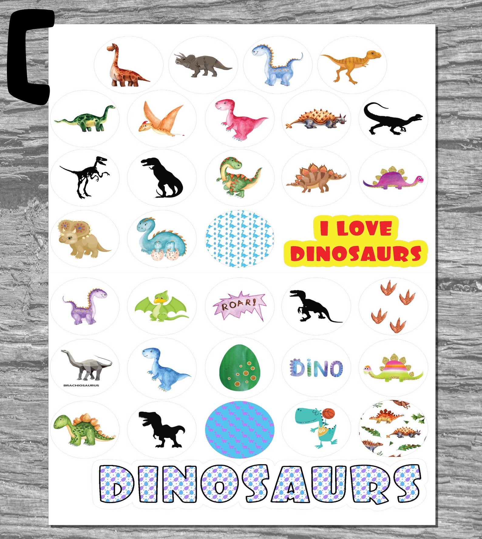 DINOSAUR STICKER SHEET Cute Dinosaur Stickers Prehistoric Etsy