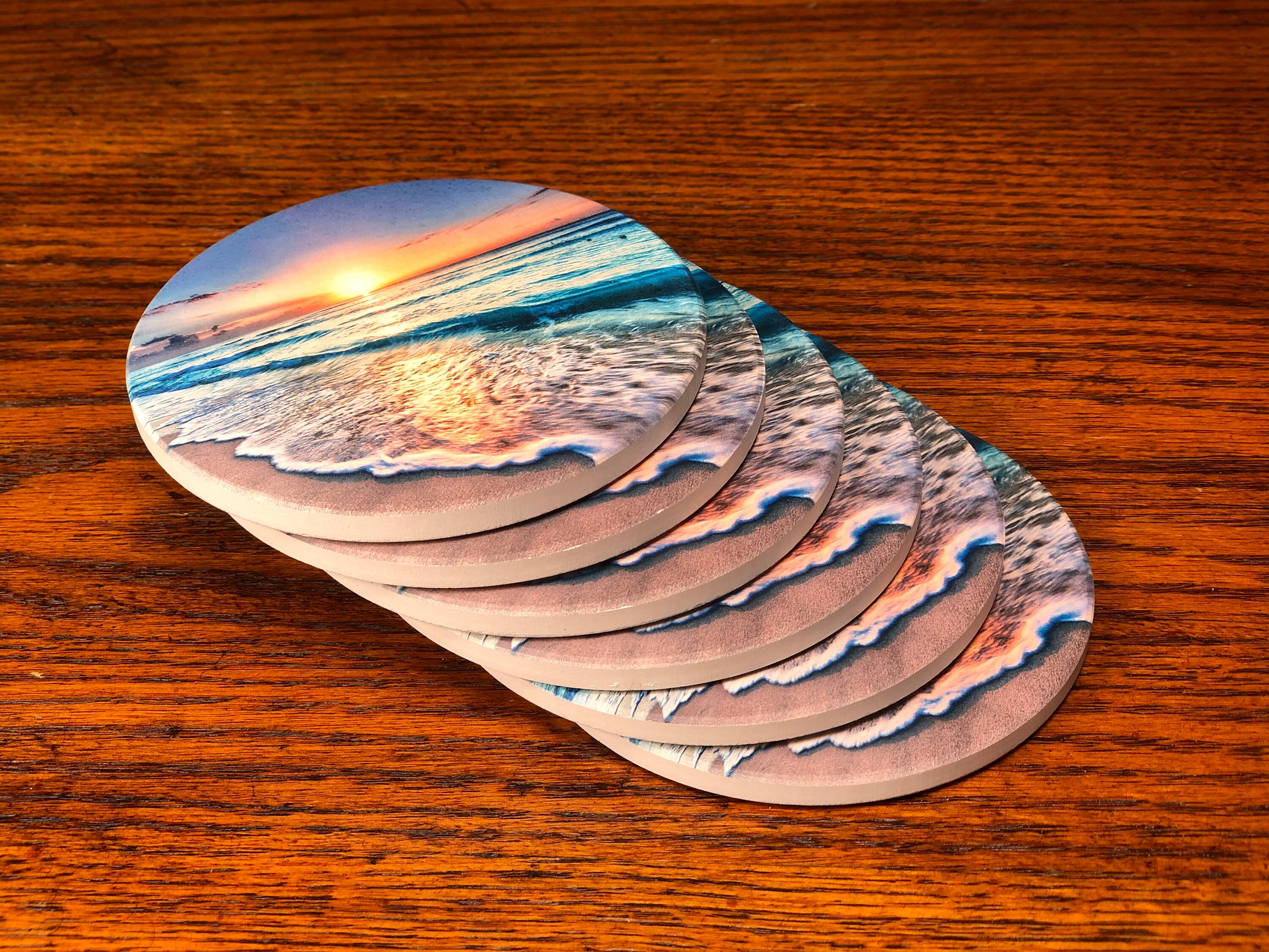 Beach Ceramic absorbent coasters Set of 6 Elegant Etsy