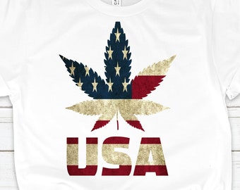 Weed American Flag High Drug Novelty Funny Men Women Top Unisex T Shirt 1367 