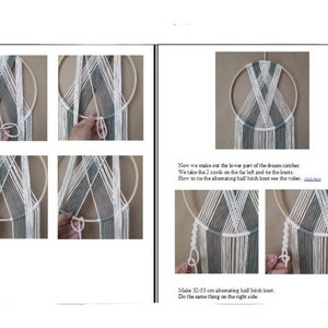 Macrame dream catcher tutorial with video, Macrame Dreamcatcher with tassel, Pattern PDF, Macrame wall hanging DIY, beginner pattern image 5