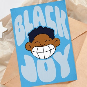 Karta z pozdrowieniami Black Boy Joy | Karta do natychmiastowego pobrania do druku | Czarna sztuka - Czarny mężczyzna - Czarny chłopiec - Karta artystyczna