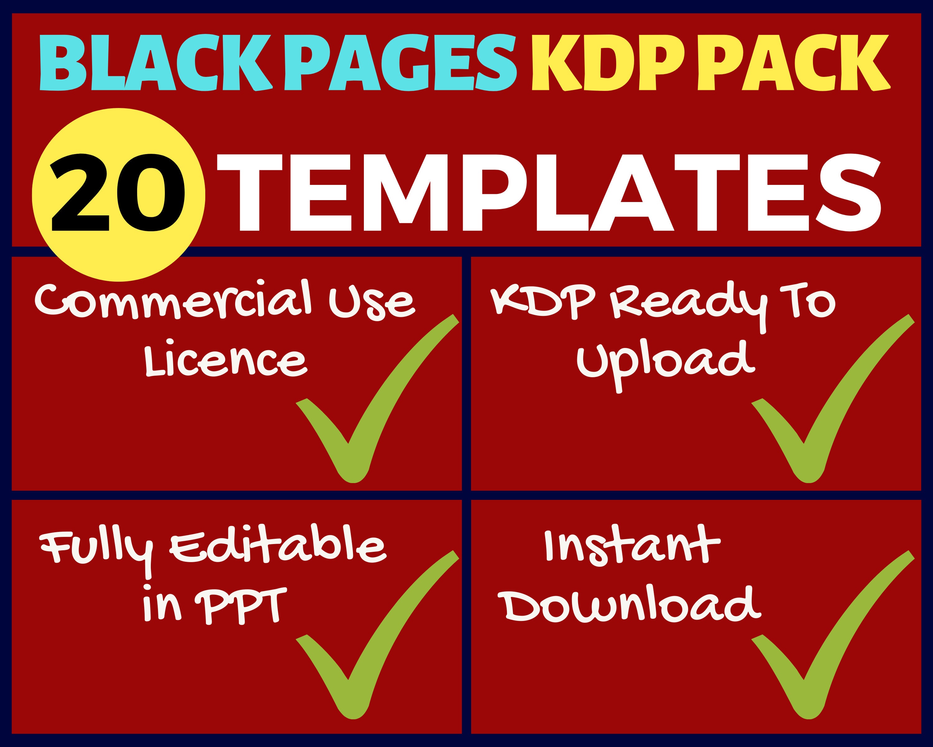Download Kdp Black Pages Pack 20 Templates Commercial Use Resell Etsy