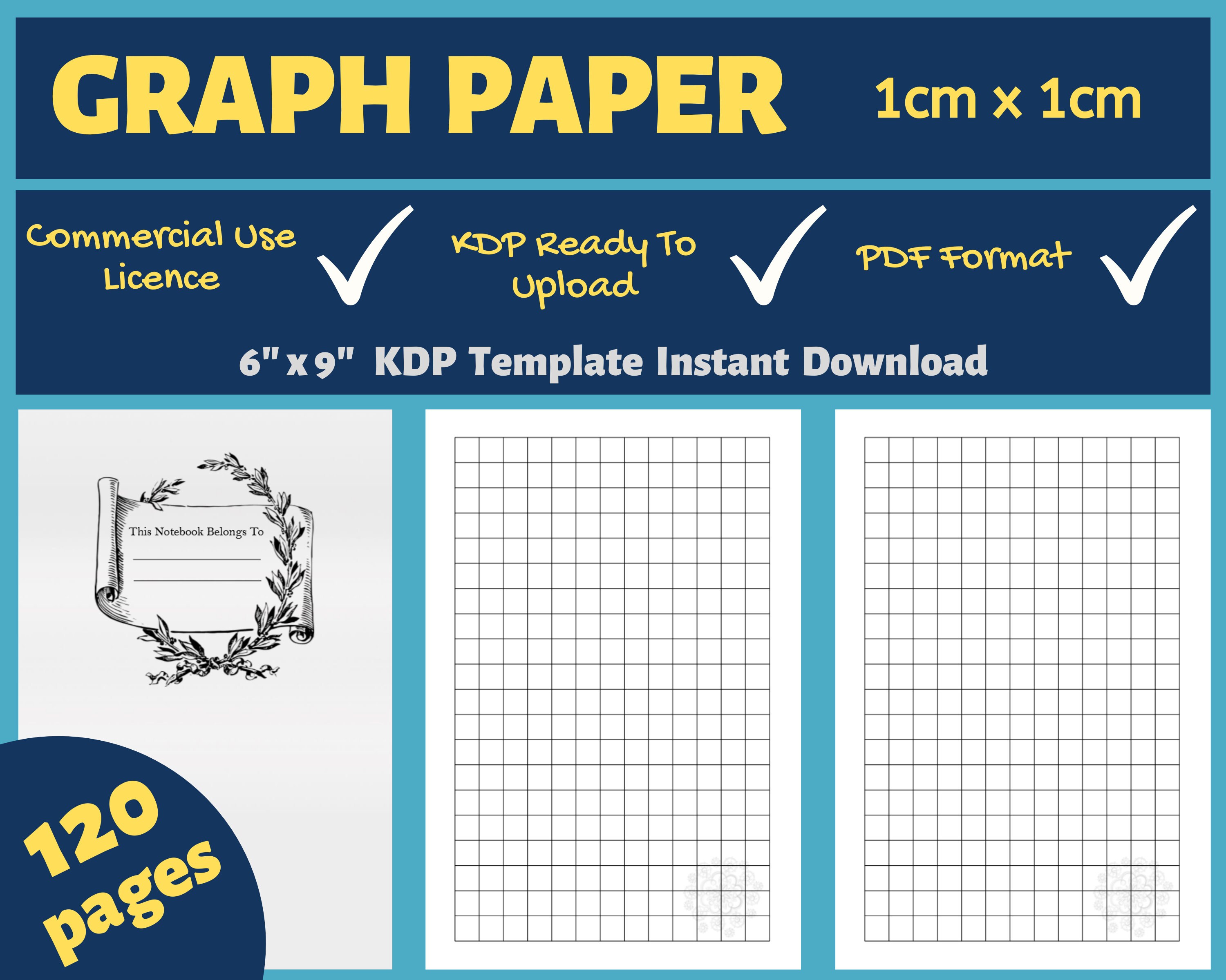graph paper 1 x 1cm kdp template 6x9 kdp interior etsy