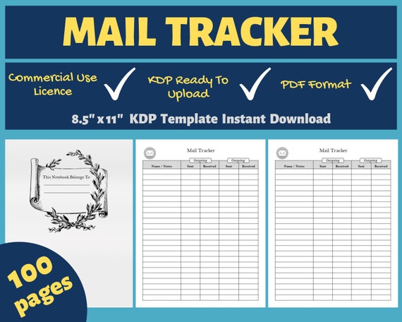 Mail Tracker Kdp Template 8 5x11 Kdp Interior Commercial Etsy
