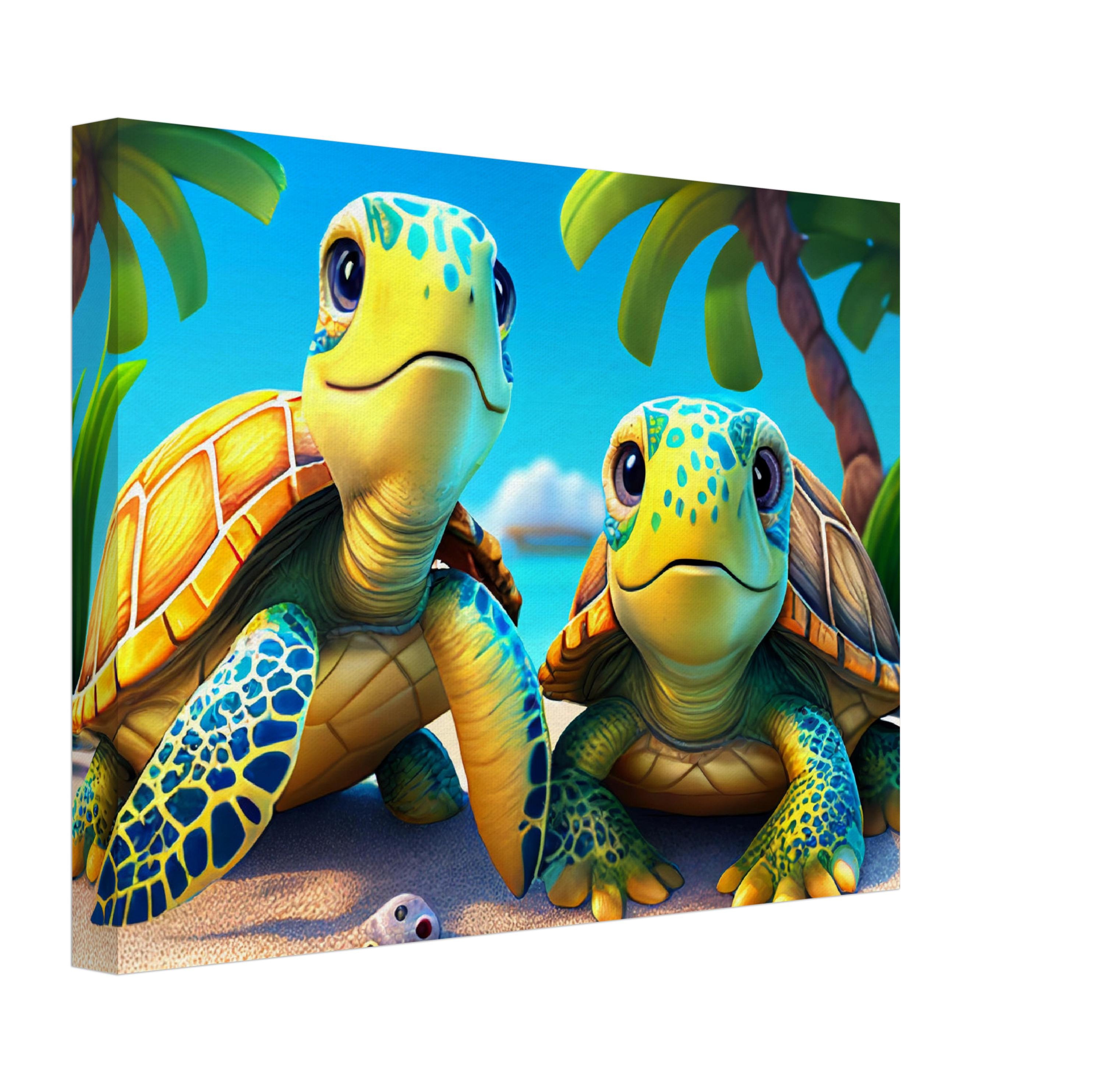 Animated Wall Art Turtles Canvas Print Animal Children Etsy