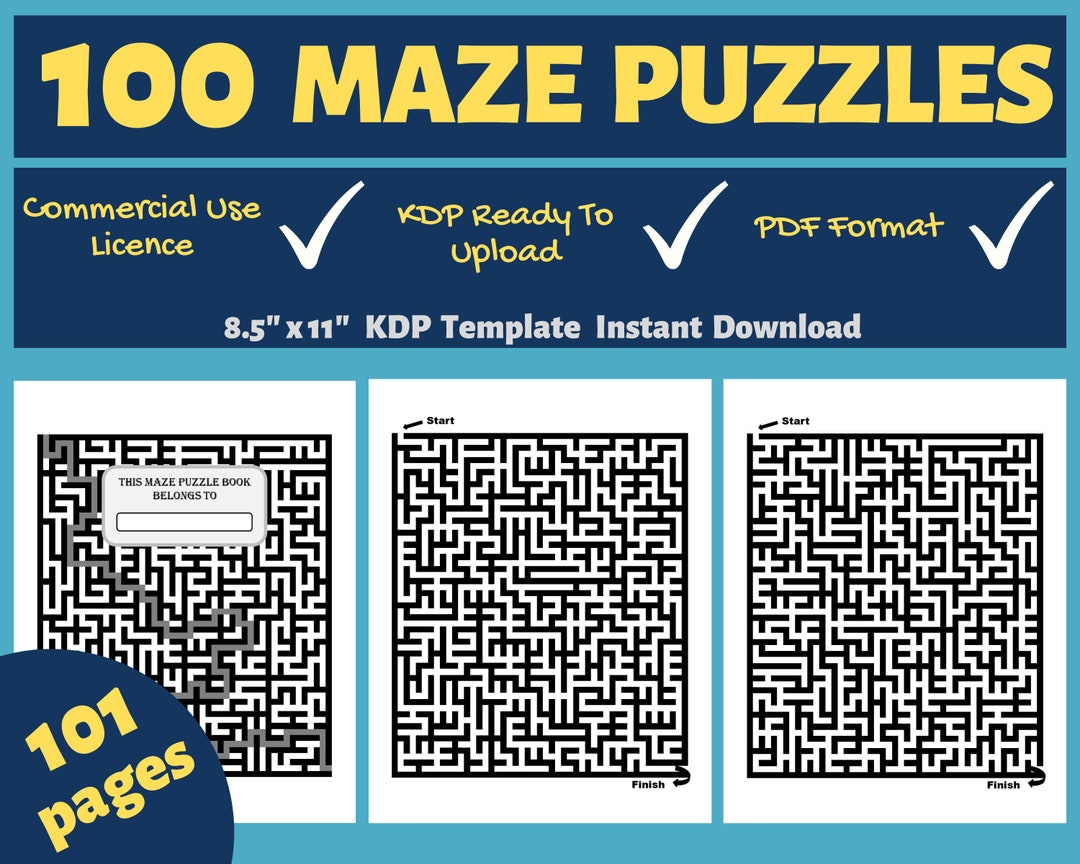 100 Maze Puzzles Book KDP Template 8.5x11 KDP Interior Etsy