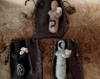 Mugwort Dreaming Spirit dolls & leather pouch