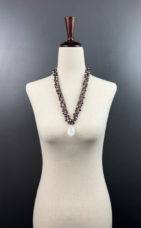 Garnet, Rainbow Moonstone & Iolite Crocheted Multistrand Necklace on Medium  Brown Nylon Cord - Etsy