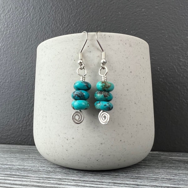 Kingman Turquoise & Sterling Silver Earrings