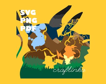 D.I.Y. Pikachu battle shadow box Pokemon Light Box SVG File PNG File PDF File Instant download Paper Cutting Template File