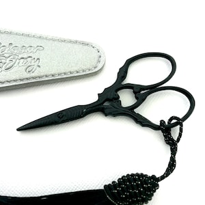 Orné black Scissors - black embroidery scissors - embroidery tools - Thread Snips - goth scissors - Ornate scissors - Halloween