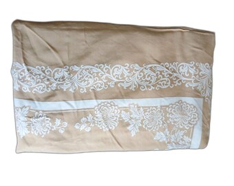 Vintage Gold Chrysanthemum Damask Tablecloth Banquet Oblong 93x55 Sateen