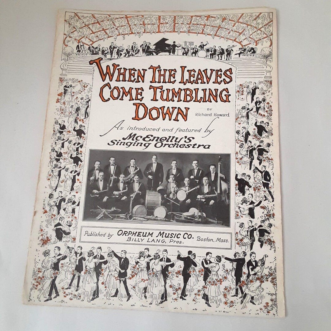 Vintage 1921 Rare Sheet Music When the Leaves Come Tumbling Down Howard ...