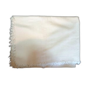 Vintage Heavy Woven Cream Tablecloth with Fringe 76x51 Textured