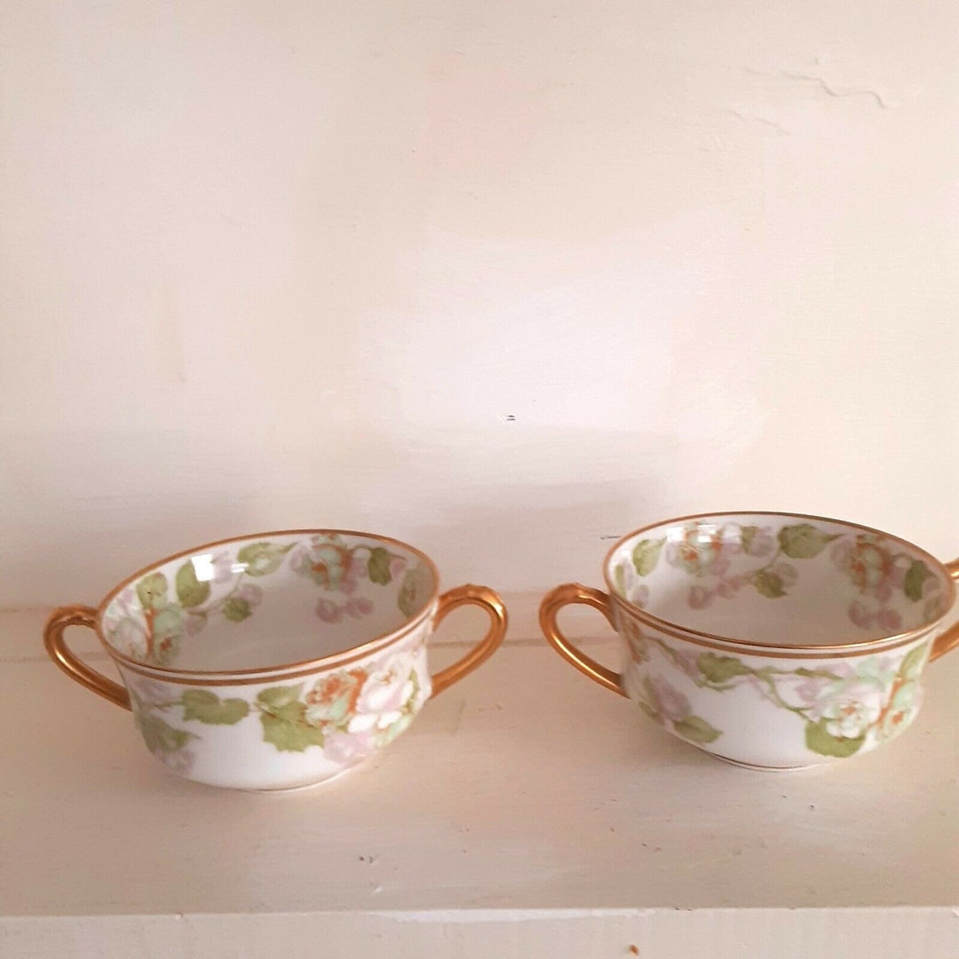 Antique 2 Haviland Limoges France Twohandle Cups Bouillon Etsy