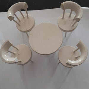 Vintage dollhouse kitchen table 4 chairs 1:12 scale painted