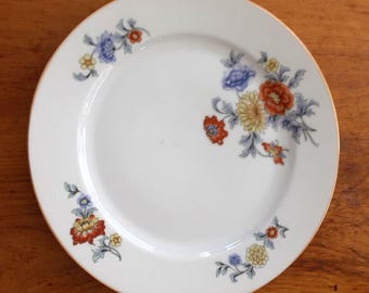 Set 4 Vintage Tirschenreuth dinner plates TIR642 orange blue floral poppies?