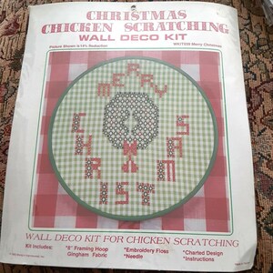 New Vtg Wang’s Int Christmas Chicken Scratching Wall Deco Kit “Merry Christmas”