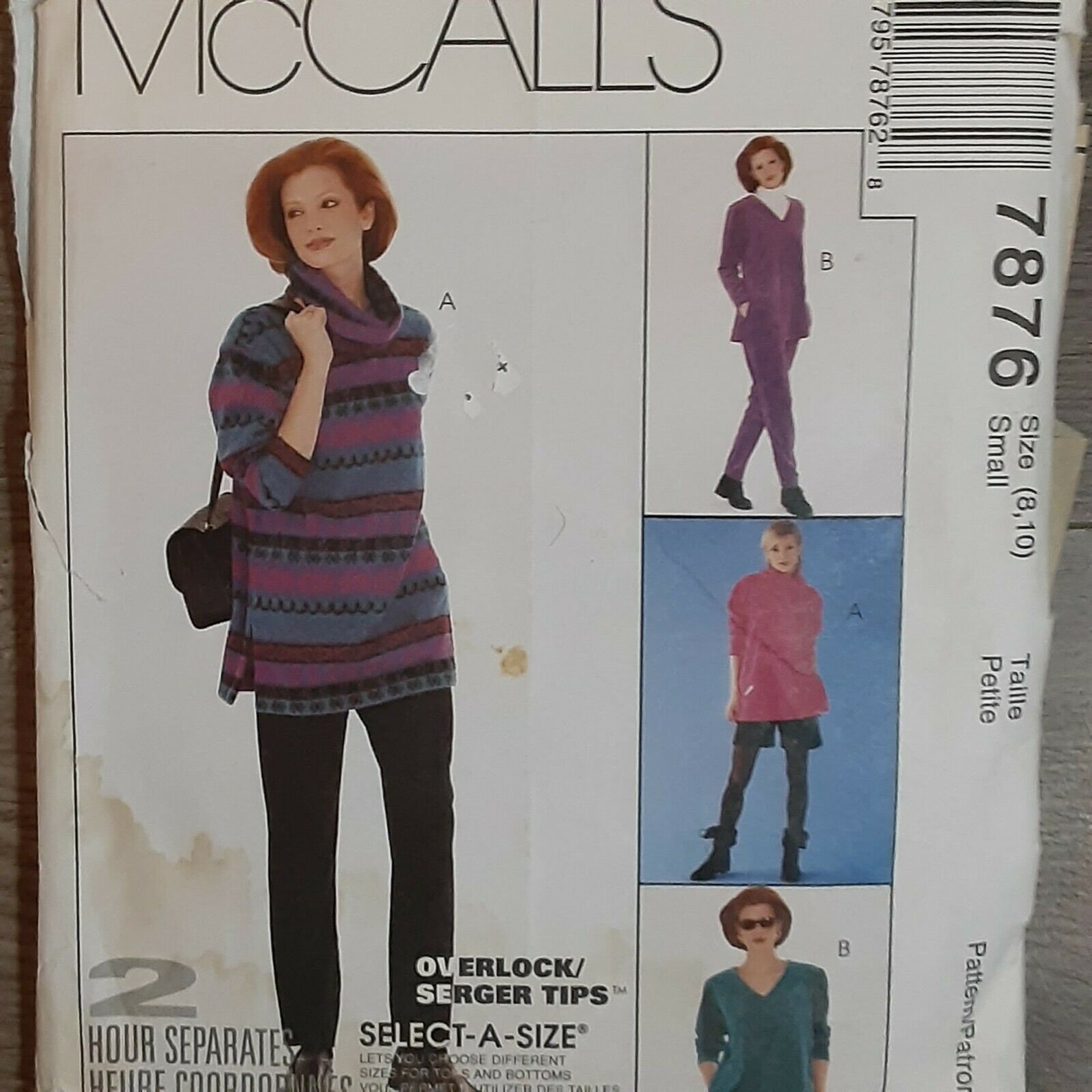 7876 Mccalls VTG Sewing Pattern Misses Top Pull on Pants Shorts Skirt S ...