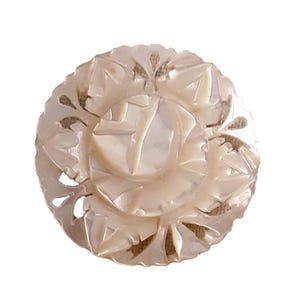 Vintage carved Mother of Pearl Christmas Bethlehem 1.5&quot; brooch shell
