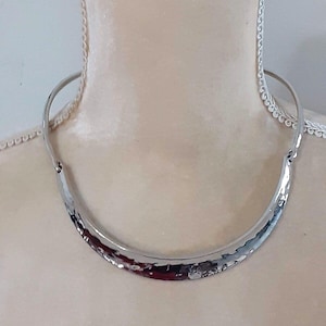 Chico's Silver Tone Gleaming Jointed Collar Contemporary Statement Necklace