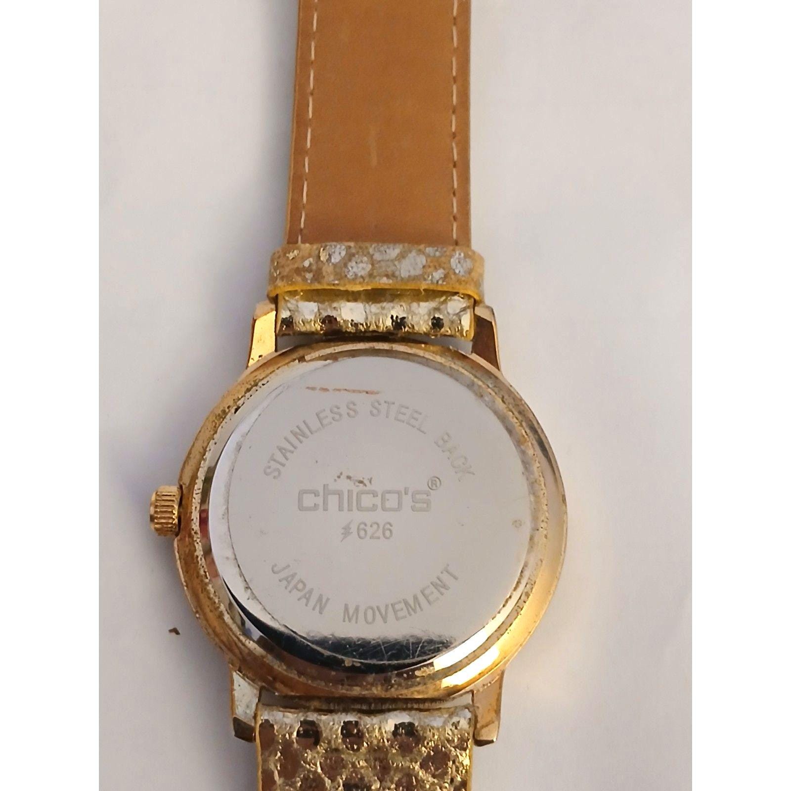 Chicos Gold Tone Leopard Dial Rhinestone Bezel Watch 8 Needs  display picture 2