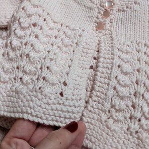 Hand Knitted Baby Cardigan - Pastel Pink