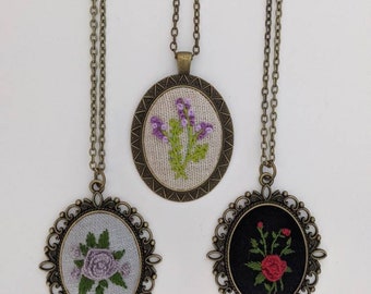 Hand Embroidered Vintage Style Necklace
