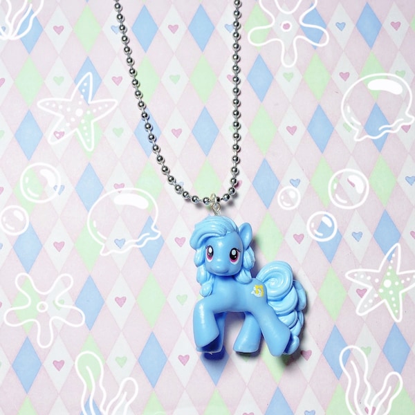 my little pony mlp g4 blue pastel kawaii cute decora toy kidcore chunky ballchain necklace!