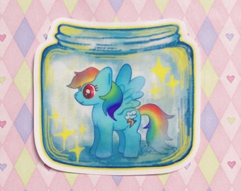 my little pony rainbow dash meme jar transparent sticker! (3")