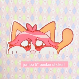 yancat peeker kawaii decora yandere catgirl gf Aufkleber! (12 cm)