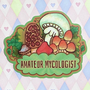 amateur mycologist nature mushrooms fungi amanita biology science vinyl sticker! (3")
